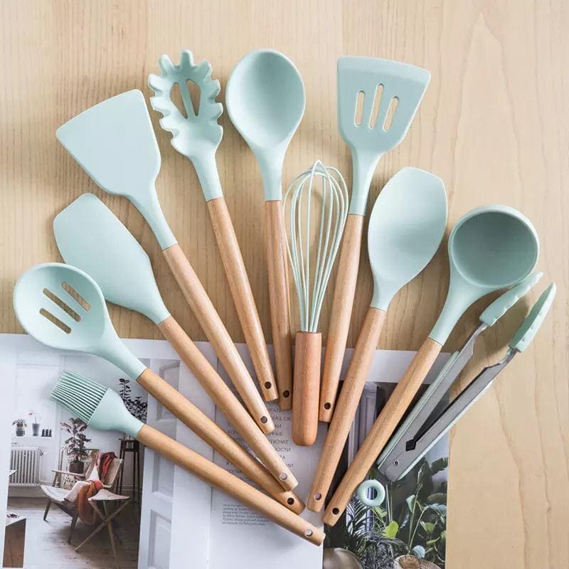 12 Pcs Silicone Utensils With Holder, Heat Resistant Kitchen Cookware 12 Pcs Silicone Utensils With Holder, Heat Resistant Kitchen Cookware
